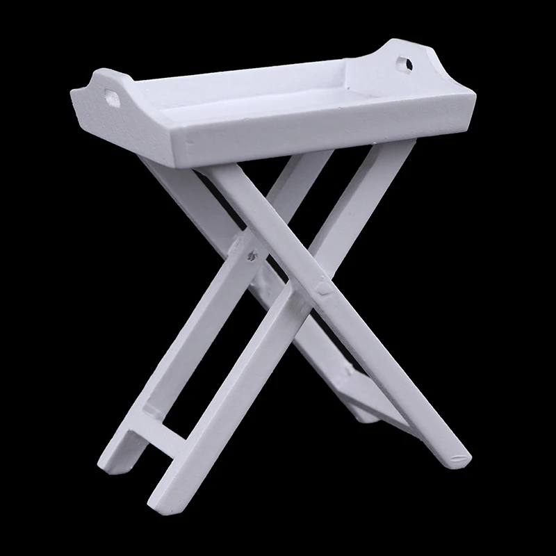 

1:12 Dollhouse Miniature White Tray Table Shelf Model Furniture Toys Accessories
