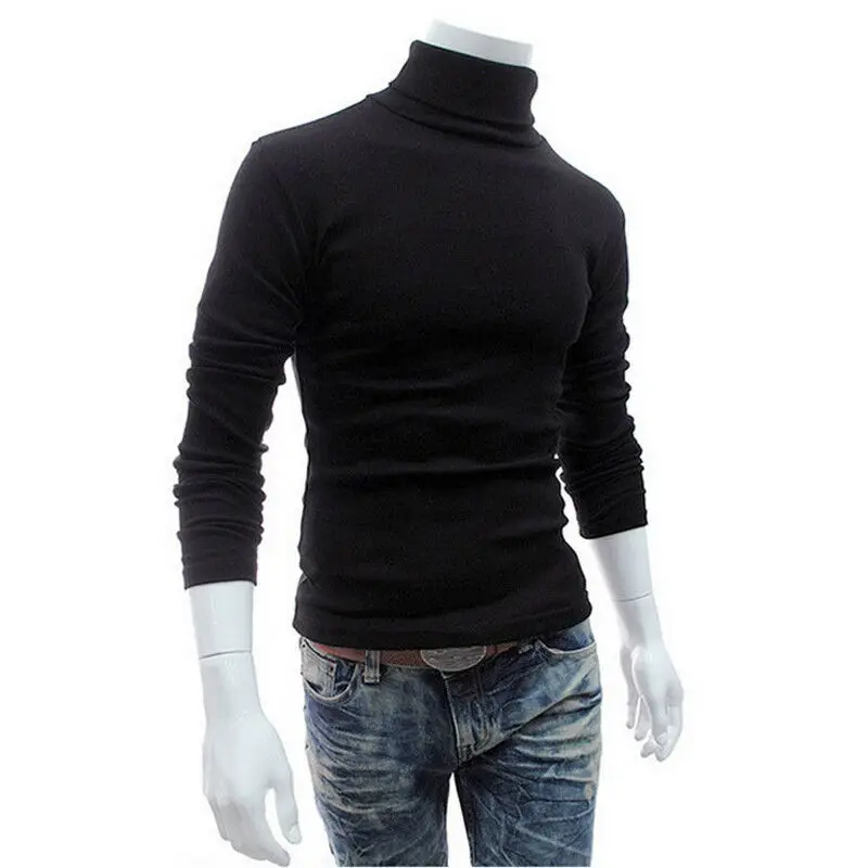 Мужские базовые Топы осень-зима с высоким воротом и длинными рукавами Slim Fit