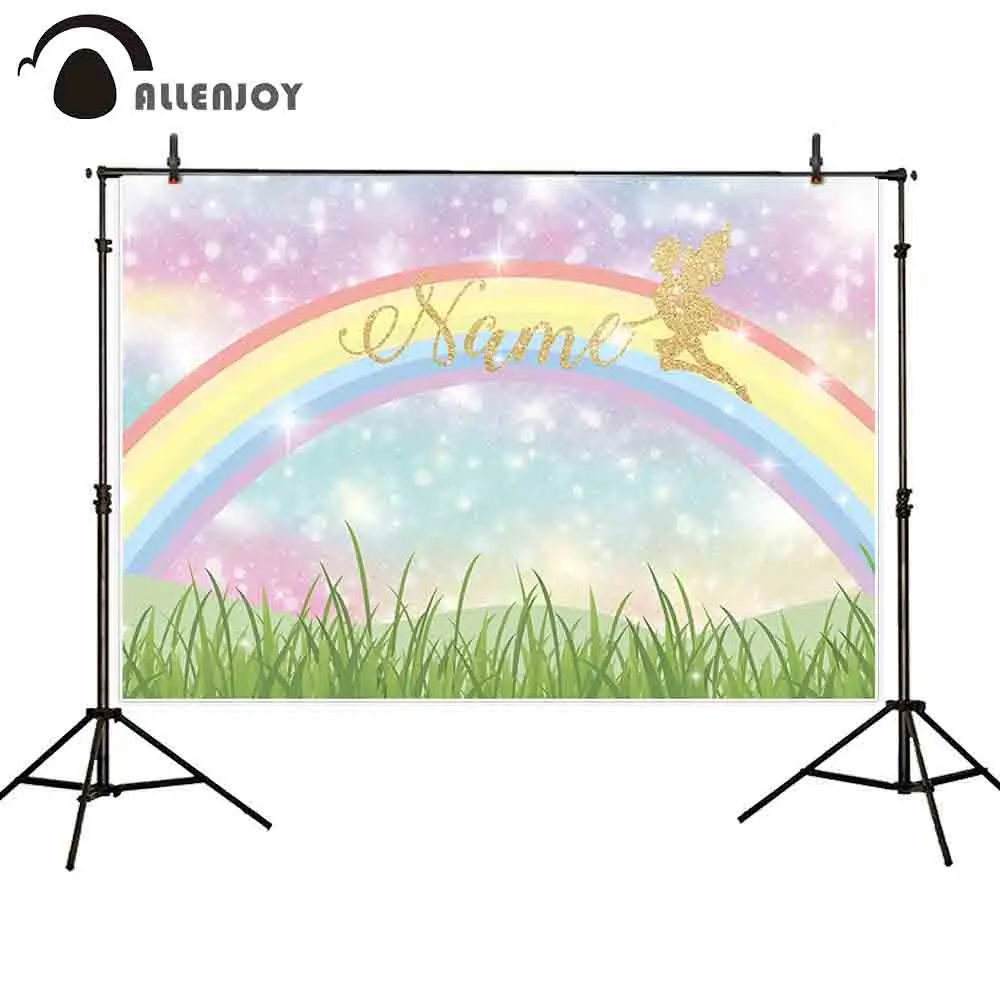 Фон для дня рождения Allenjoy блестящая ткань акварель боке Луг Гора Радуга