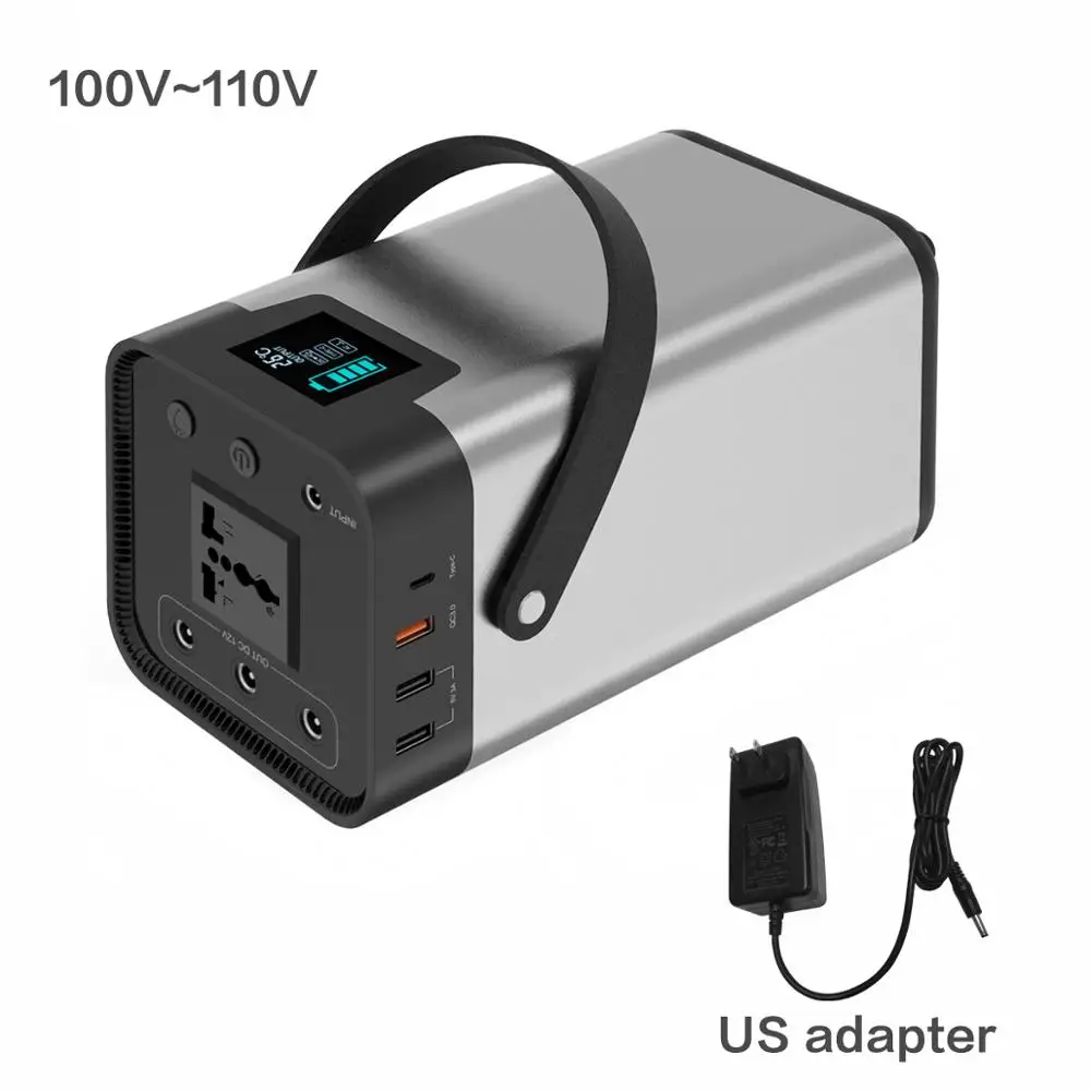 Внешний аккумулятор 54000 мАч, внешний аккумулятор AC/DC/USB/type-C, многовыходной портативный генератор для ТВ-вентилятора, автомобильного холодильника, ноутбука и т. Д - Цвет: 100V 110V US adapter