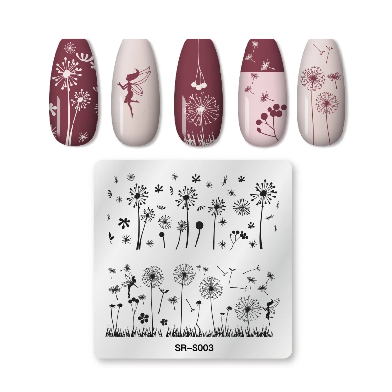 Квадратный шаблон для стемпинга нейл-арта растения Цветочный узор ногтей