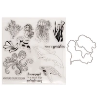 yinise silicone clear stamps butterfly for scrapbooking mermaid sencil diy paper album cards making craft rubber stamp mold