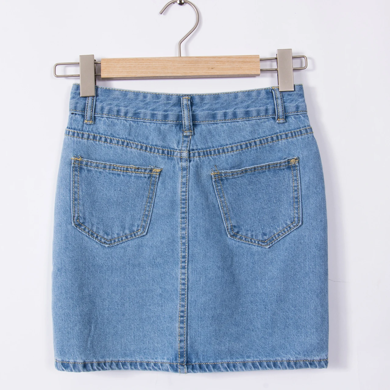 

New Hot Sale Fashion Blue Denim High Waisted Women Skirts Summer Sexy Bodycon Pencil Ripped Mini Ladies Skirt
