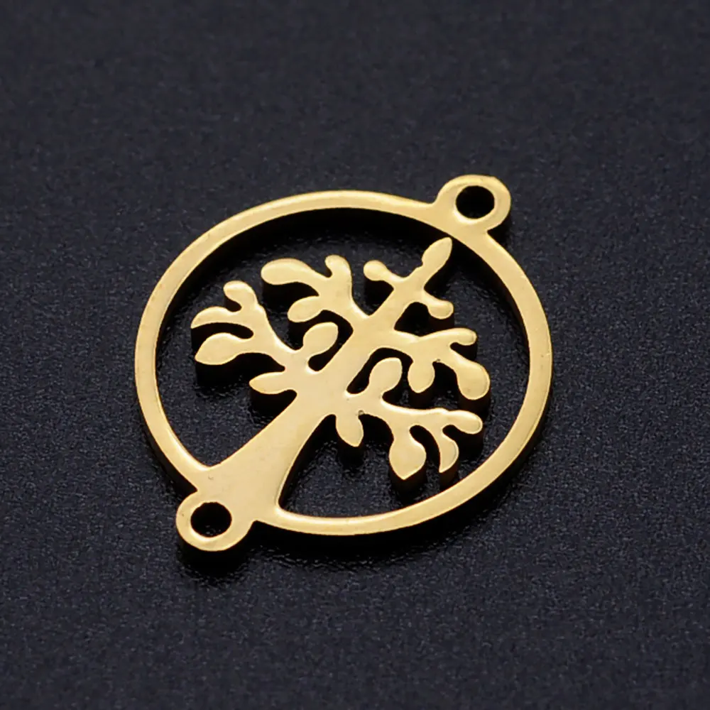 5 шт./лот круглый соединитель из нержавеющей стали Дерево жизни Шарм для женщин