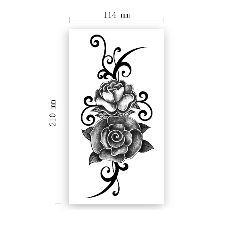 

Waterproof Temporary Tattoo Sticker Black Rose Flowers Vine Totem Design Fake Tattoos Flash Tatoos Arm Body Art for Women Girl