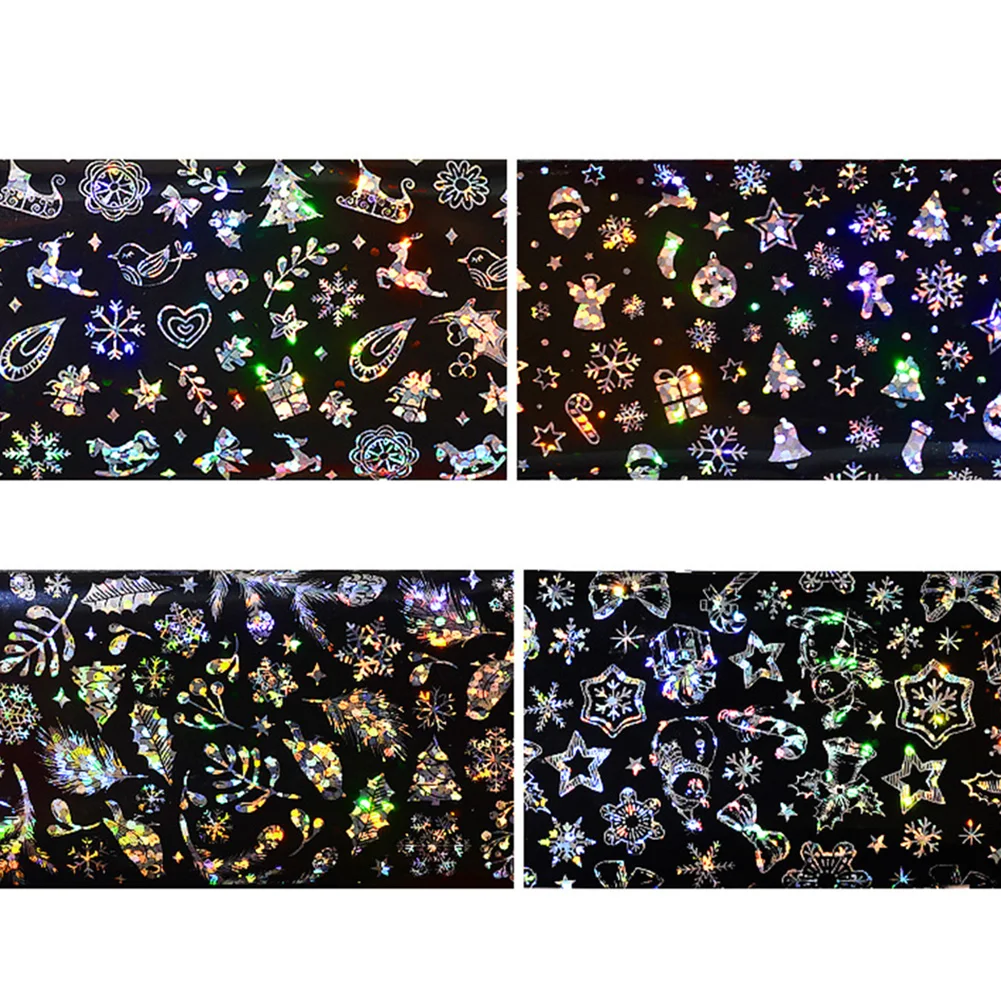 Наклейки для дизайна ногтей в рождественском стиле со снежинками и звездным