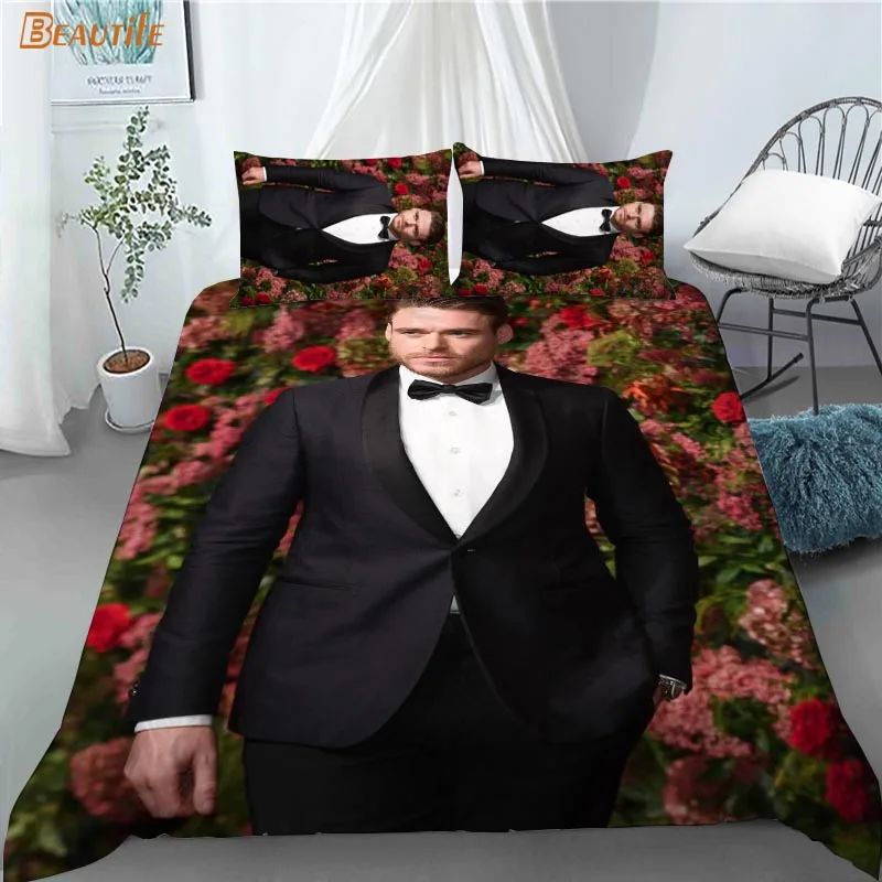 Juego de ropa de cama 3D Richard Madden, edred&oacute;n con funda de almohada para ni&ntilde;os y el hogar, 180x200cm, 180x220cm, 1009-0