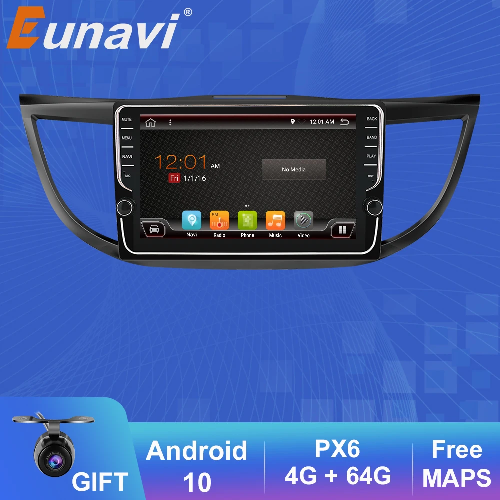 

Eunavi 2 din 4G+64G Touch screen Android 10 Car Radio Multimedia player For Honda CRV 2012-2016 GPS Stereo NO DVD 1024*600 HD