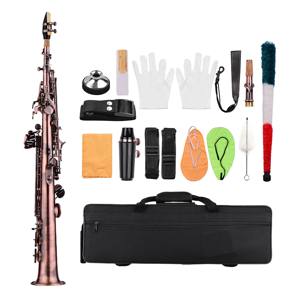 LADE WSS-899 Профессиональный Красный Бронзовый прямой Bb сопрано саксофон Sax Woodwind