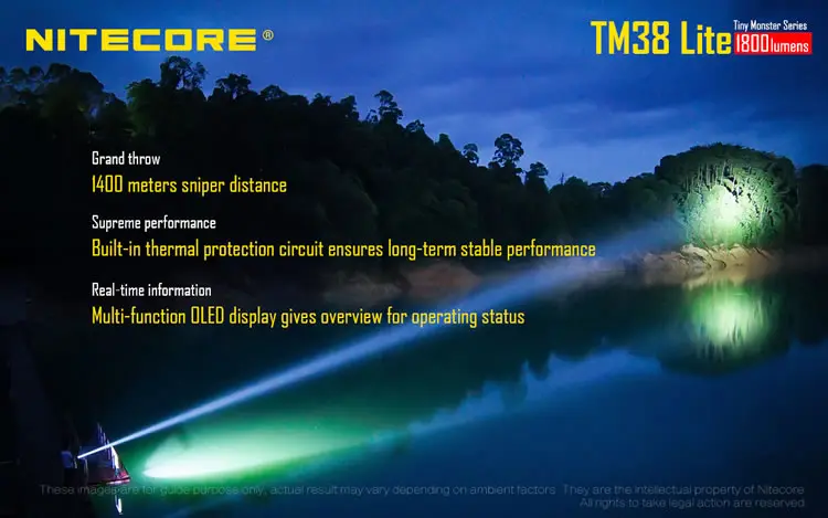 NITECORE TM38 Lite перезаряжаемый фонарик CREE XHP35 HI D4 max 1800 люмен наружный прожектор луч фонарь 1400 м