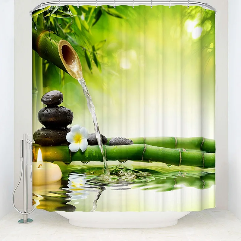 Zen занавеска для душа домашний Декор 3D ванной s с крючками зеленый Bamboos ванная