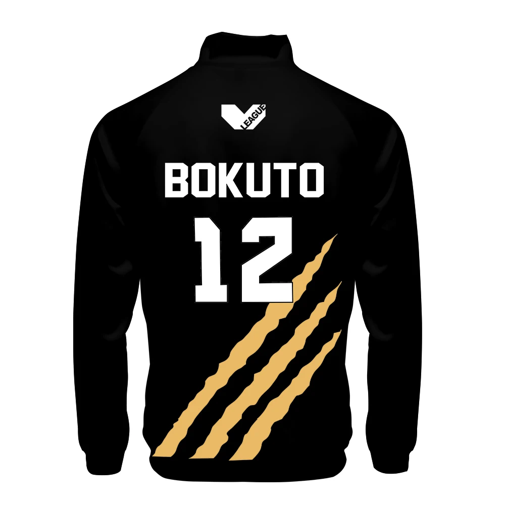 

Fashion Raglan jackets Haikyuu!! MSBY Black 3D Print Zipper Jacket Windbreaker Men/Boys Stand Collar Long Sleeve Clothes Jacket