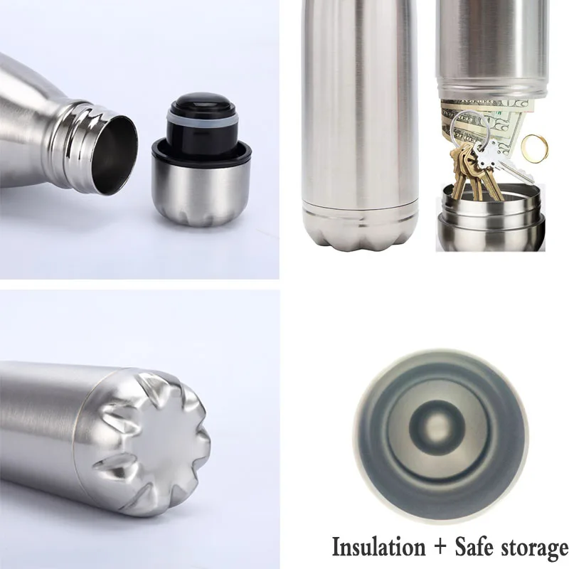 

Stainless Steel Tumbler Diversion Water Bottle Secret Stash Pill Organizer Can Safe Metal Tumbler Hiding Spot for Money Bonus