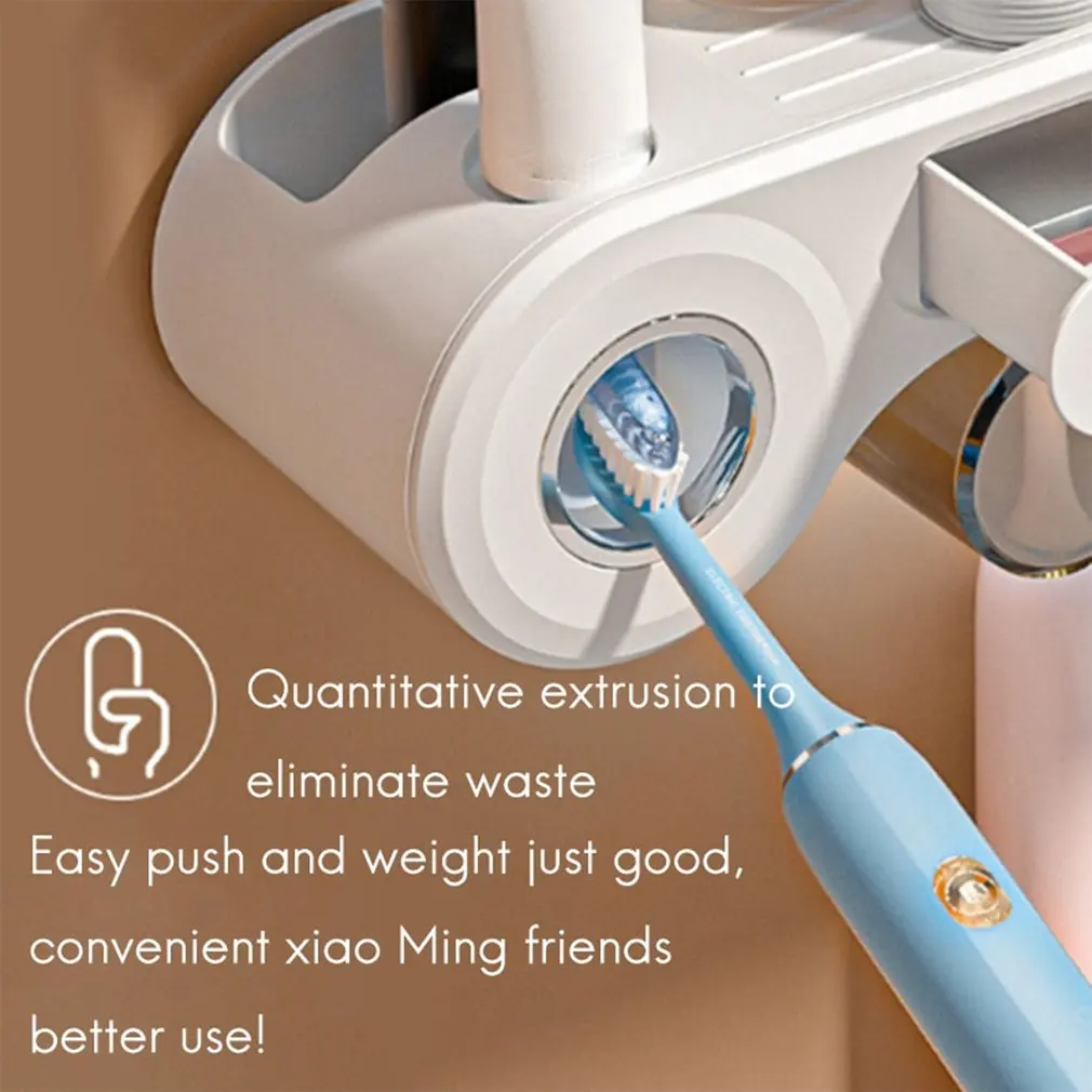 

Punch-free Creative Multifunctional Wall-mounted Toothbrush Rack Wash Set Storage Rack Toothpaste Squeeze Mouthwash Cup
