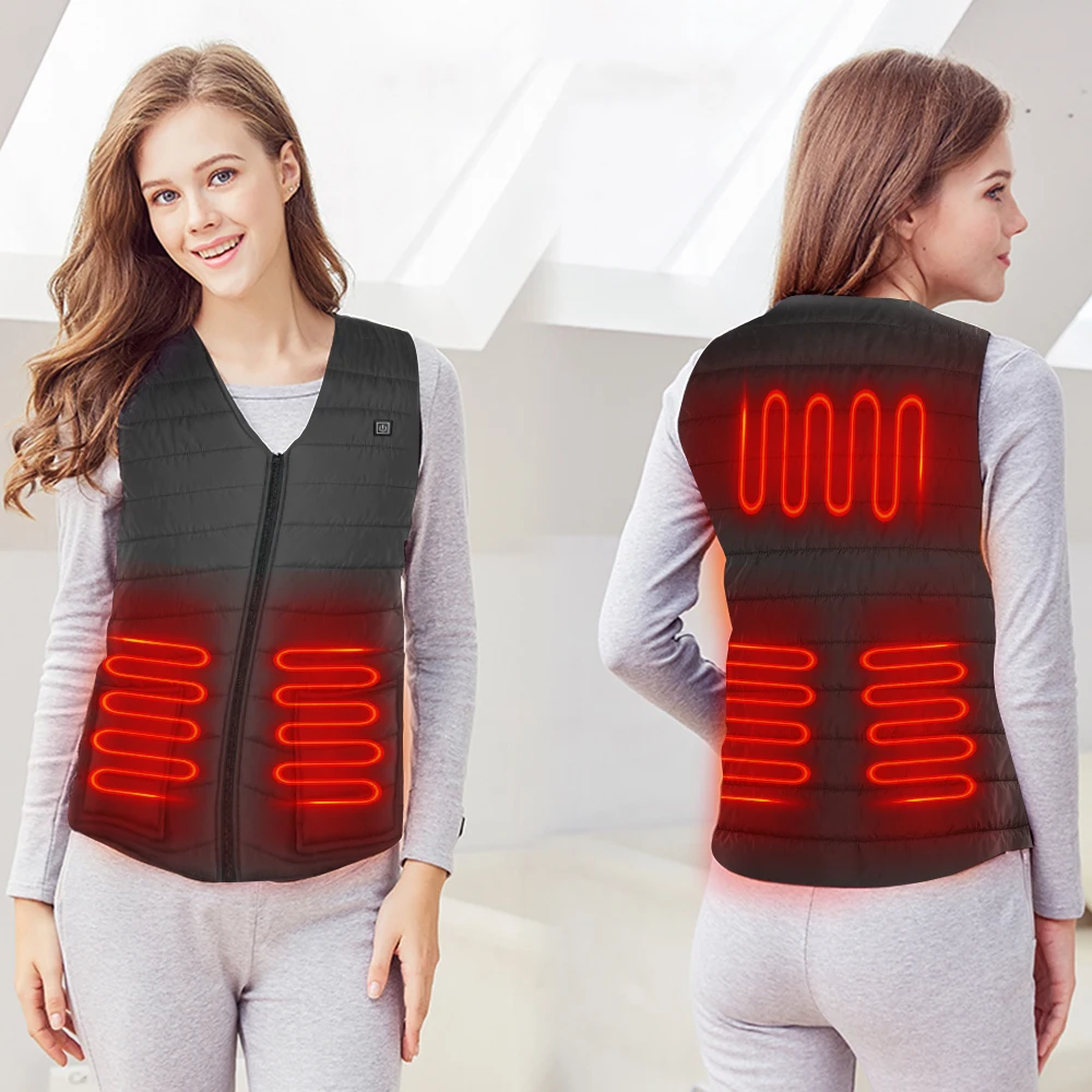 

2021 Winter USB Heated Vest Smart Heating Cotton Vest Infrared Electr Skating Ski SportWaistcoat Jackets Men Women Warm Vest