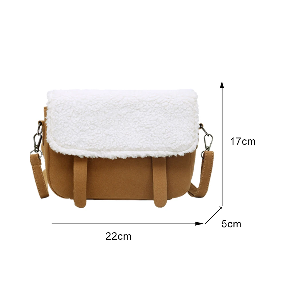 

Winter New Fashion Shoulder Bag Soft Warm Fur Bag Crossbody Splicing PU Plush Handbag Messenger Bag Bag Women 2020