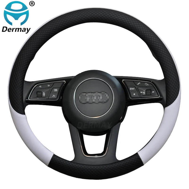 

100% DERMAY Brand Leather Sport Car Steering Wheel Cover for Audi A5 8T3 F53 F5A 8F7 F57 8TA Sportback Auto Accessories