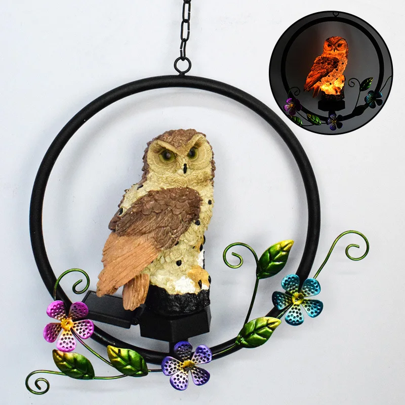 Светодиодная Подвесная лампа на солнечной энергии в виде совы уличный