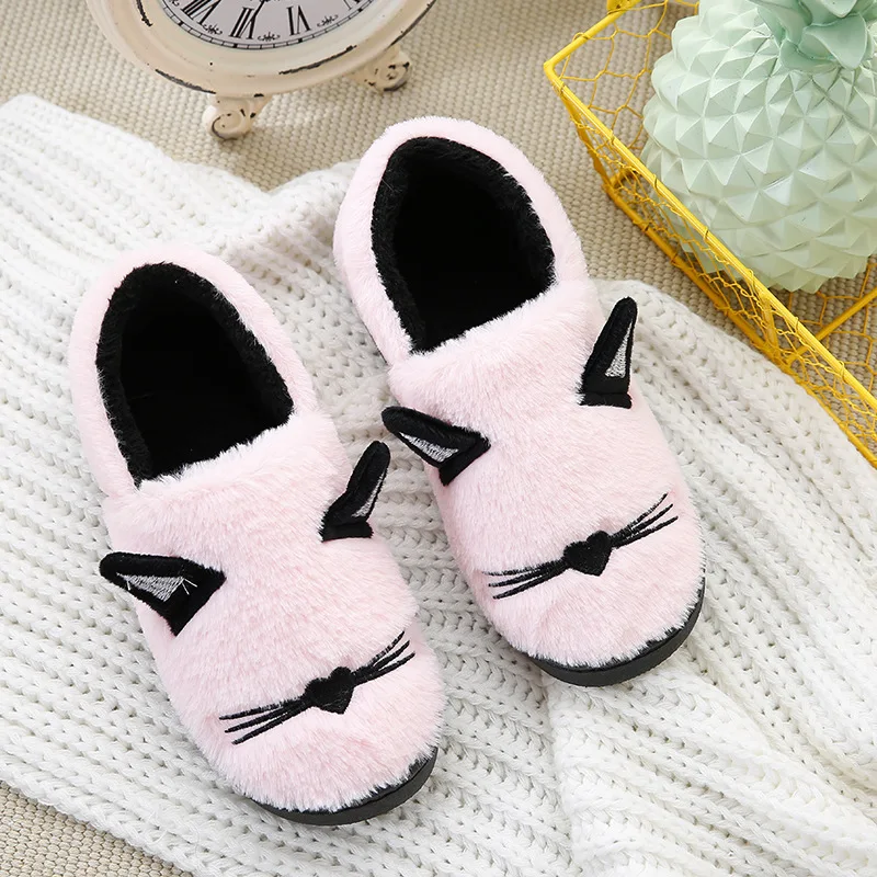 

Slippers\Children's winter warm cartoon cute cat cotton slippers non-slip fur shoes MTZ1