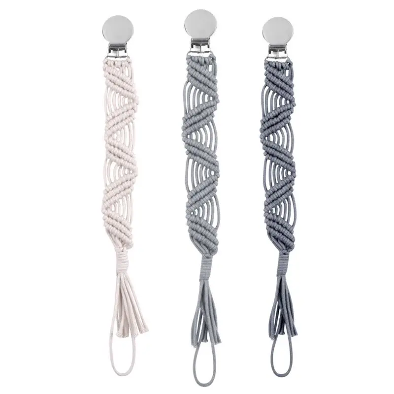 

Baby Pacifier Clips Vintage Braided Cotton Dummy Clip Pacifier Chain Holder Baby Shower Gift