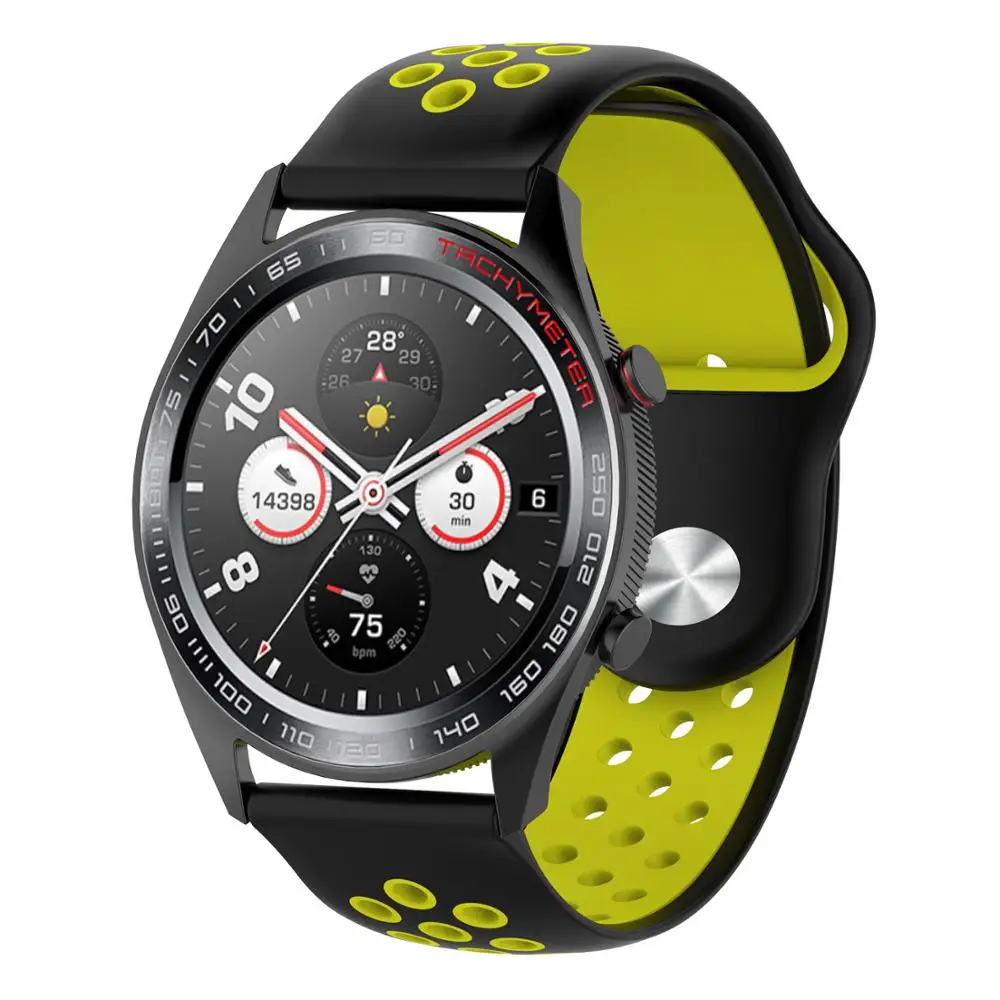black-yellow 22 мм ремешок для samsung Galaxy Watch 46 мм gear S3 Frontier Ремешок Браслет Силиконовый ремешок для часов huawei GT ремешок gear S 3 46 мм - Цвет: black-yellow
