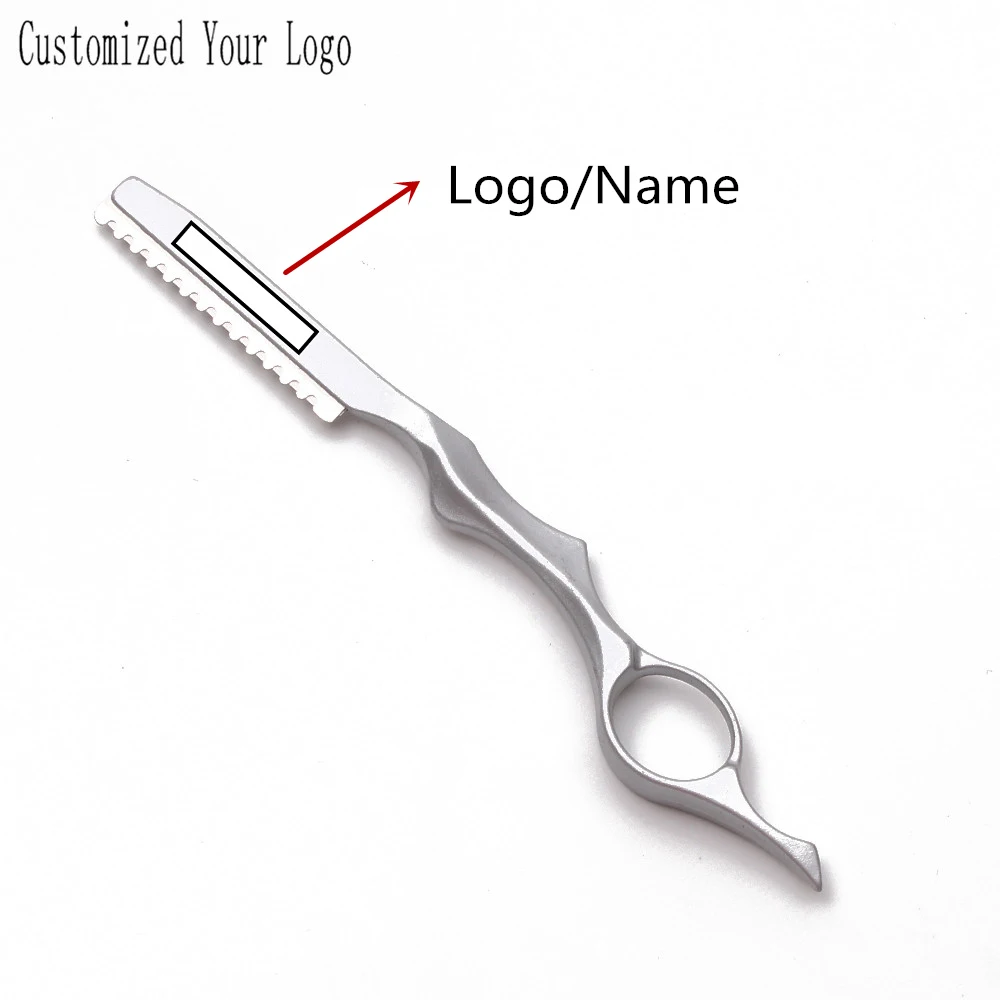 Резак для волос 1 комплект плюс 1 лезвие Настроить логотип Профессиональный острый бритва Парикмахерская бритва для стрижки и тонкой резки Нож из алюминиевого сплава C6100.