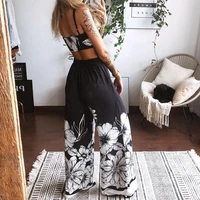 2021 new summer two piece suit sexy sportswear suit printed underwear loose wide leg pants mujer ladies clothing beach style