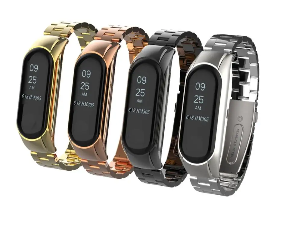 Ремешок из нержавеющей стали для xiaomi mi band 4 3, металлический ремешок для часов, умный Браслет mi band 4/3, сменные ремешки для часов mi 4