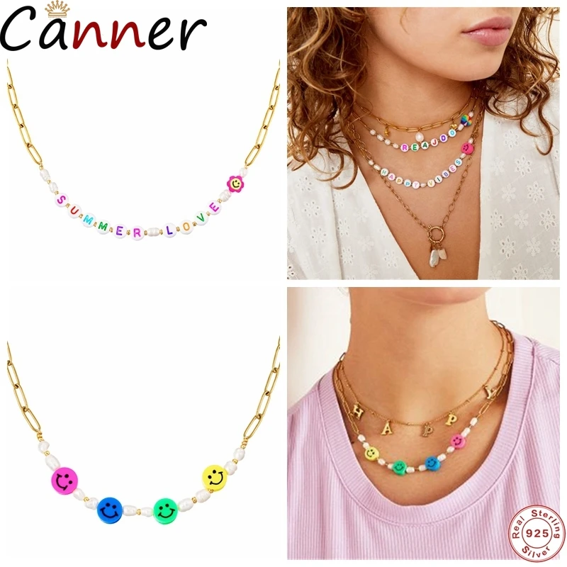 

Автоклав 925 стерлингового серебра Красочные Письма бусы ожерелье для женщин Мода ручной работы колье в богемном стиле, ювелирные изделия в ...