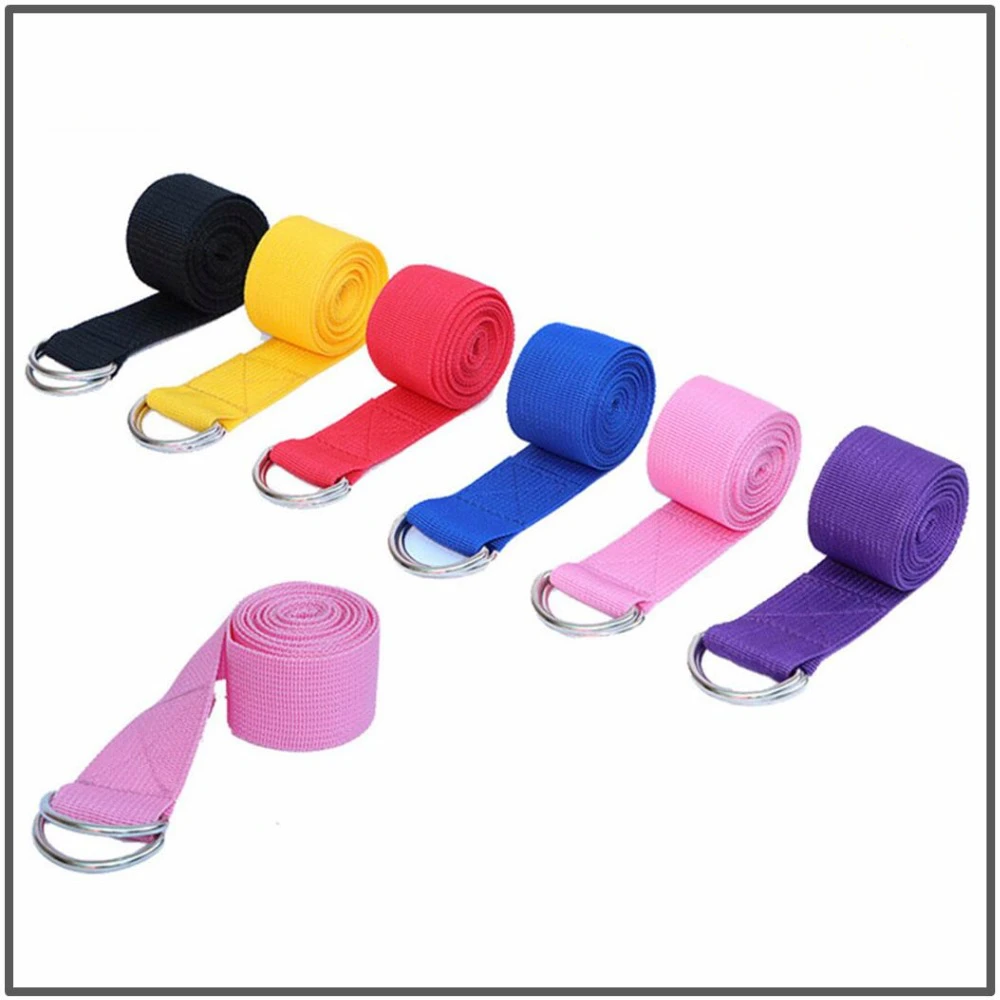 

5 Color Yoga Stretch Strap Multi-Colors D-Ring Belt Fitness Exercise Gym Rope Figure Waist Leg Resistance Fitness Bands Belt