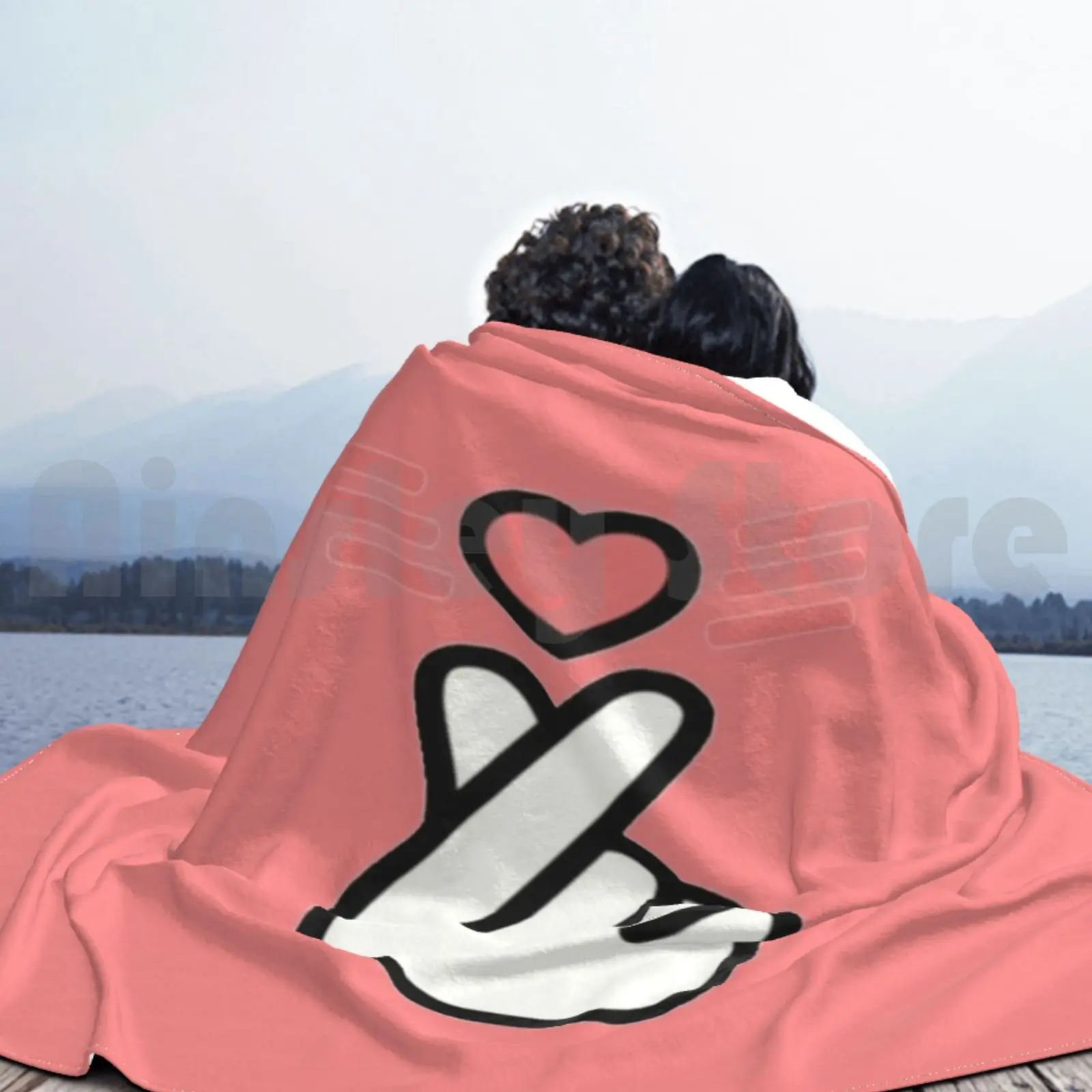 Одеяло с сердцем из сеула Модный корейский рисунок Kdrama средний палец в Корейском