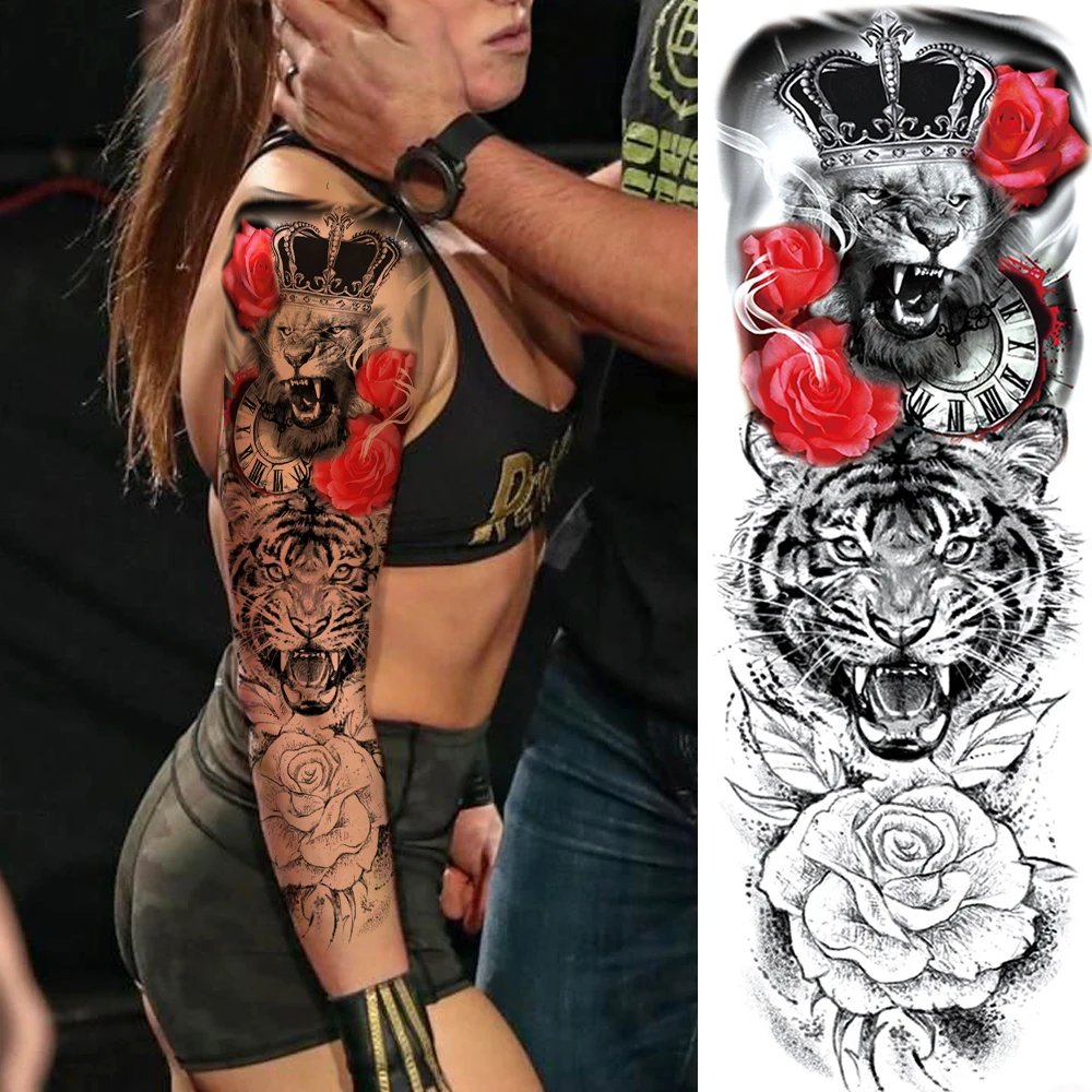 Mighty Warrior Monarch Temporary Tattoos For Men Women Body Art Full Arm Sleeve Tatoo Disposable Fake Tattoo Stickers Realistic | Красота и