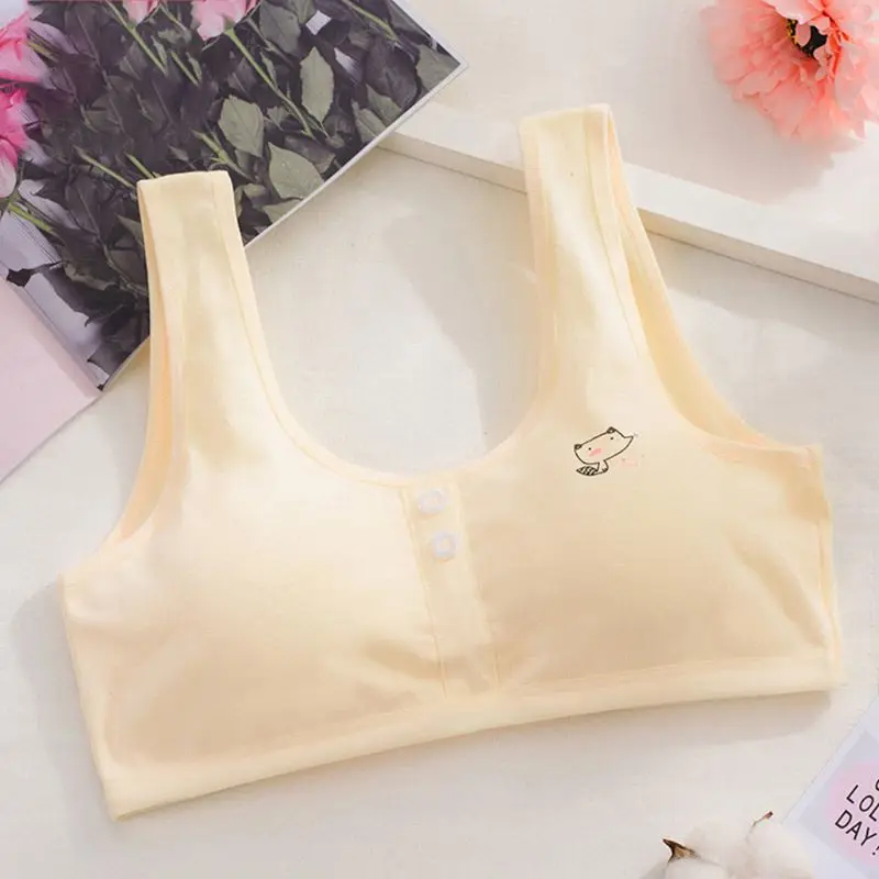 

Young Girls Candy Color Wide Strap Training Bra Removable Padd Cartoon Underwear Q1FE