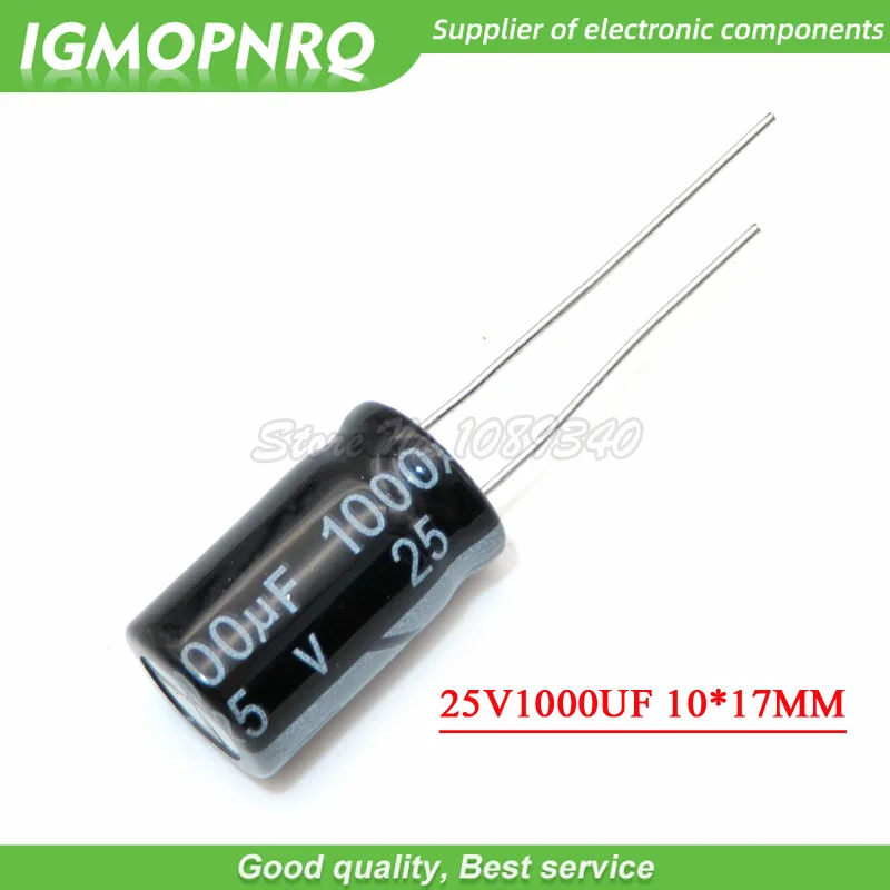 10 шт. 25V1000UF 10*17 мм 1000 мкФ 25V 17*10 алюминиевый электролитический
