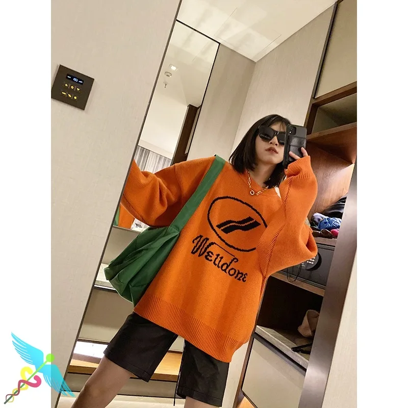 

WELLDONE Hoodies Men Women Couples New Fashion Trend Mandarin Duck Sleeve Stitching Logo Letters Print We11done Sweatshirt