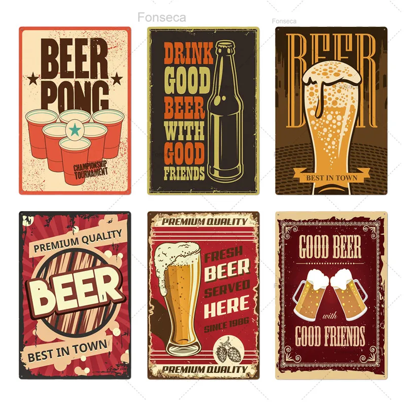 

Cold Beer Metal Tin Sign Plaque Iron Painting Pub Plaque Funny Metal Poster Wall Stickers Plaque Plate