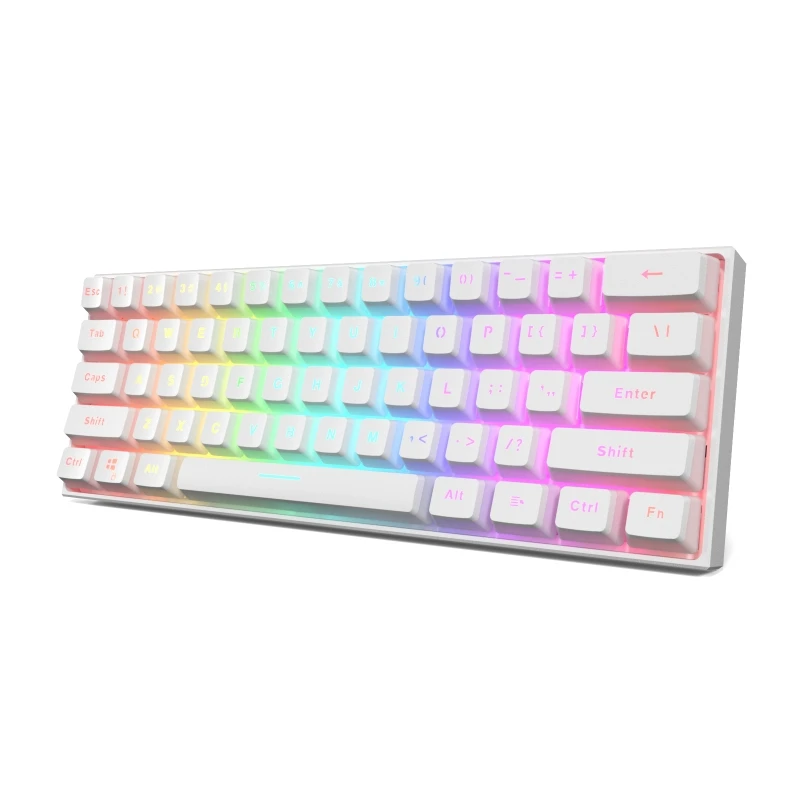 

61 Keys Type-C RGB LED Double Skin Milk Shot Backlit Wired Mechanical Keyboard Mini Gaming Keyboard Gateron Switchs for PC Deskt