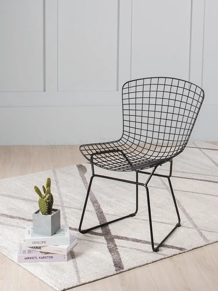 Скандинавский стул из кованого железа искусственное кресло с красной проволокой