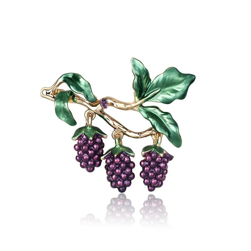 Роскошные стразы брошь виноград для женщин модные эмалированные булавки в виде