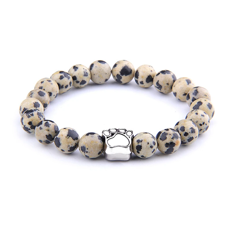 8 мм натуральный камень бусины браслет мужской женский серебряный собака кошка
