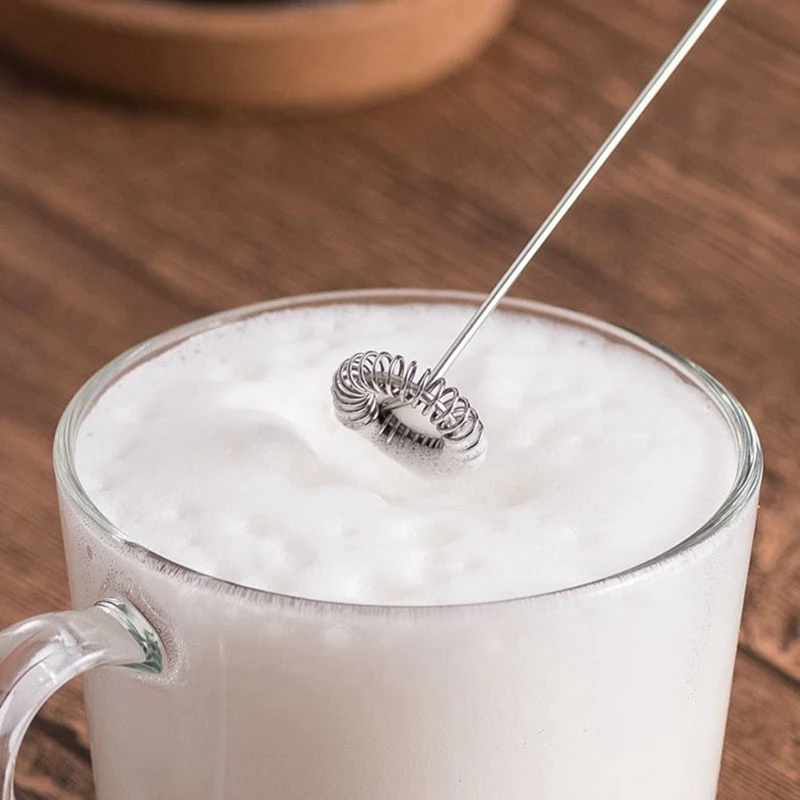 

Milk Frother Handheld Battery Operated Electric Foam Maker, Drink Mixer with Stainless Steel Whisk and Stand for Coffee