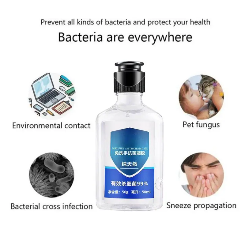 Быстросохнущий Дезинфицирующий Гель для мытья рук 50 мл одноразовое