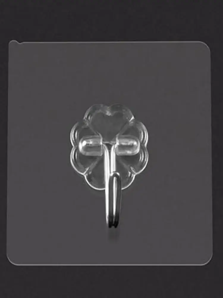 

Household Kitchen Wall Hook Waterproof Transparent Hook Resusable Seamless Adhesive Hook Bathroom Accessories