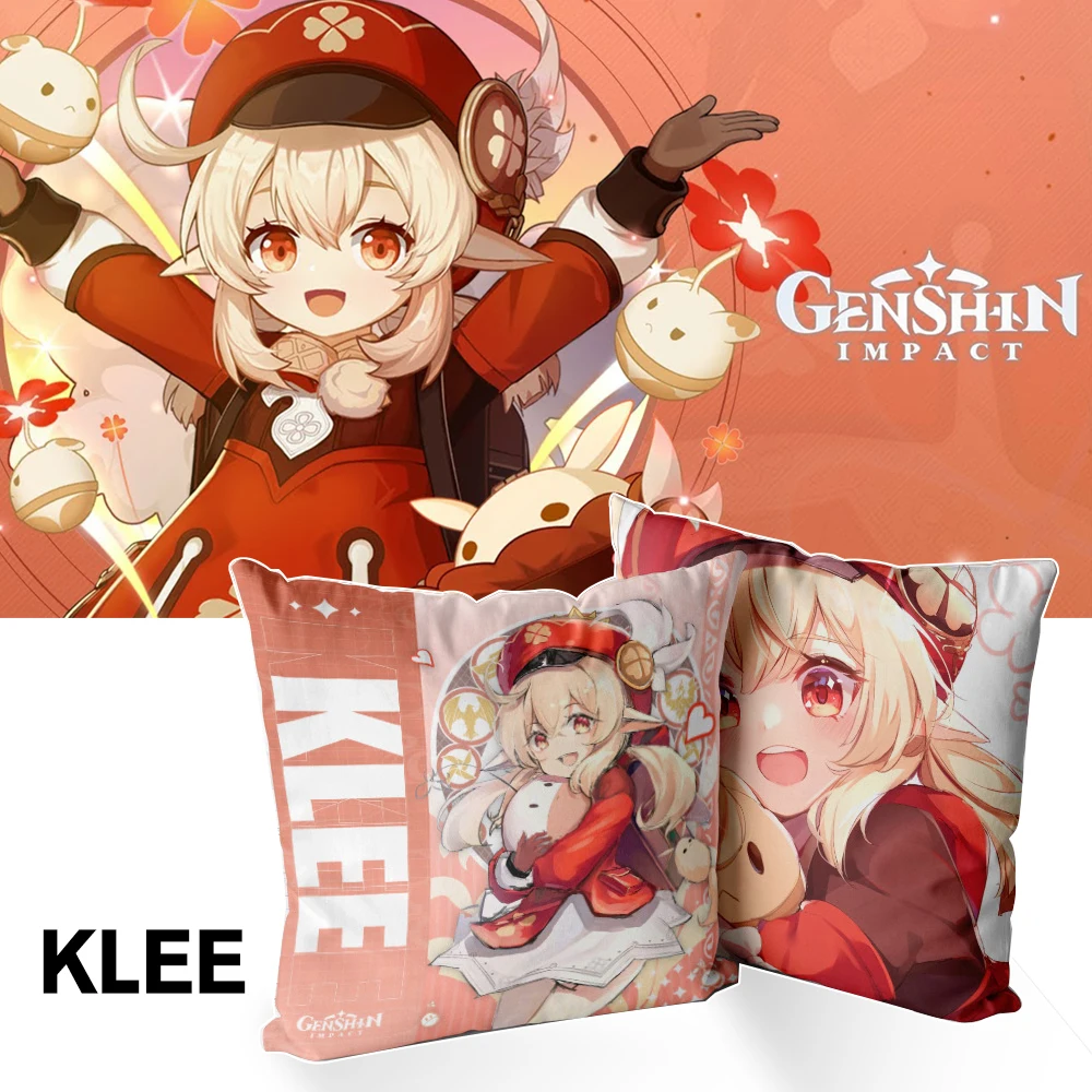 

Cute Genshin Impact Peripheral Klee Zhongli Venti Pillow Case Cartoons Sofa Cushion Pillow Case Barbatos Stuffed Plush Doll