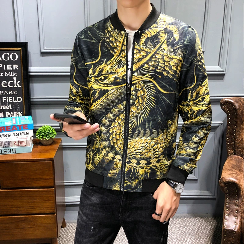 Vintage Jacket Men Floral Bomber Patchwork Lattice Long Sleeve Zipper Jackets Coat Men's Pilot Plus Size M-5XL | Мужская одежда