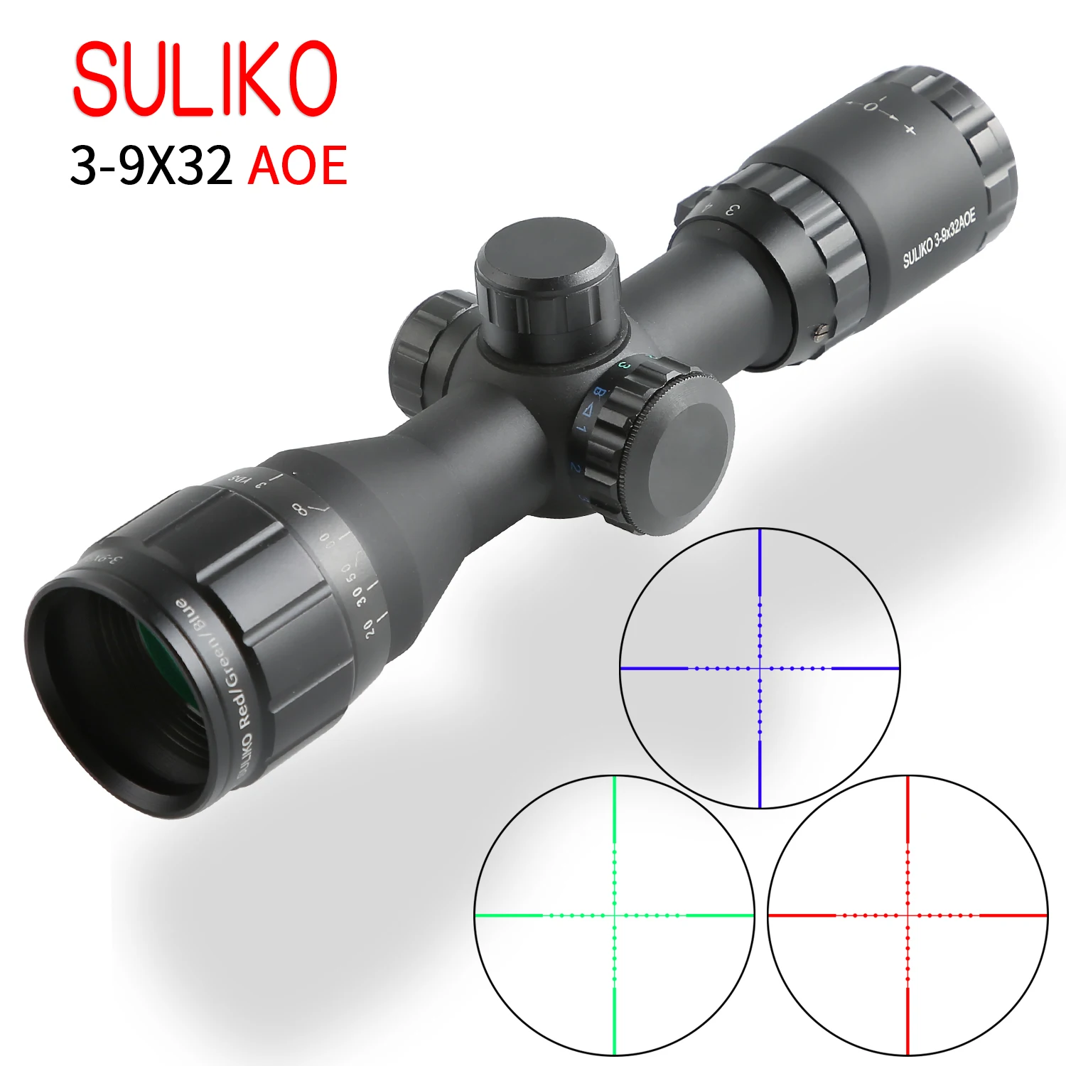 

SULIKO 3-9x32 AOL Tactical Hunting Scopes Red and Green Dot Illuminated Optics Scope Mil-dot Sight Rifle Scope