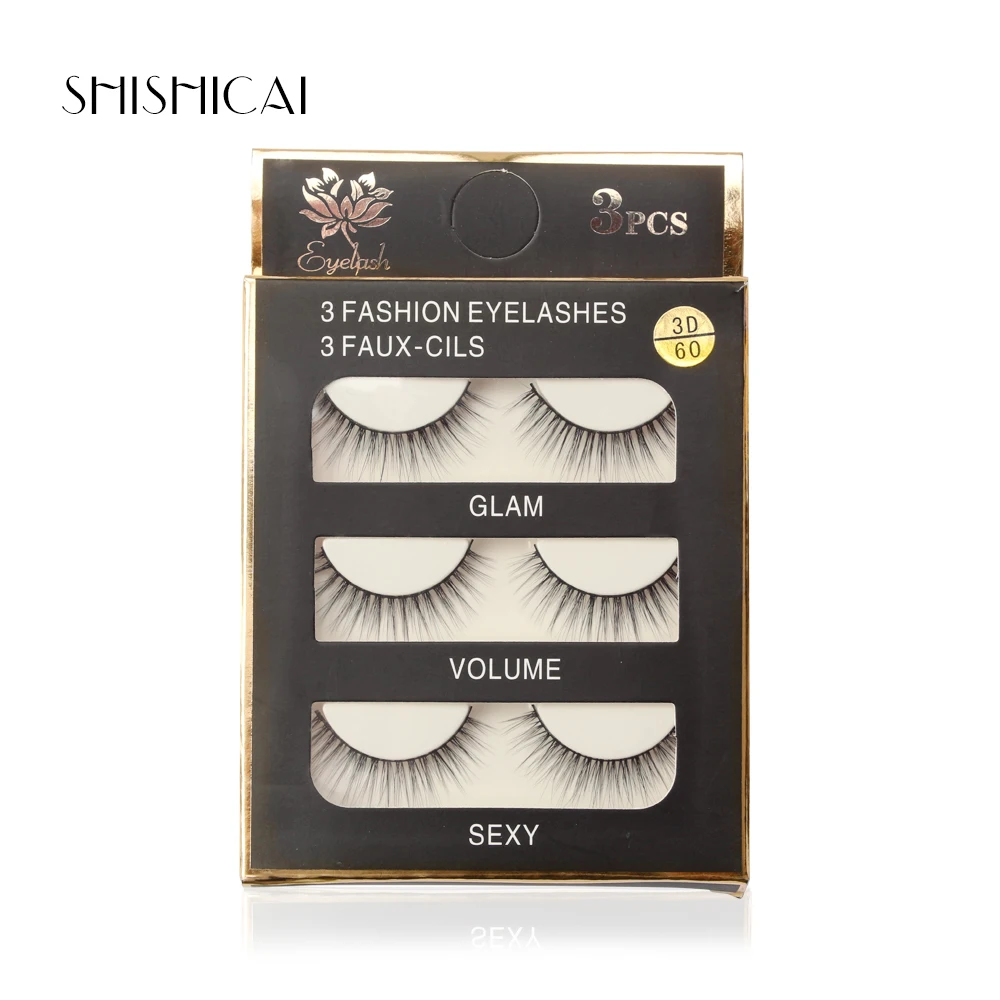 3 пары Объемные Накладные ресницы из норкового волоса длинные грязный макияж