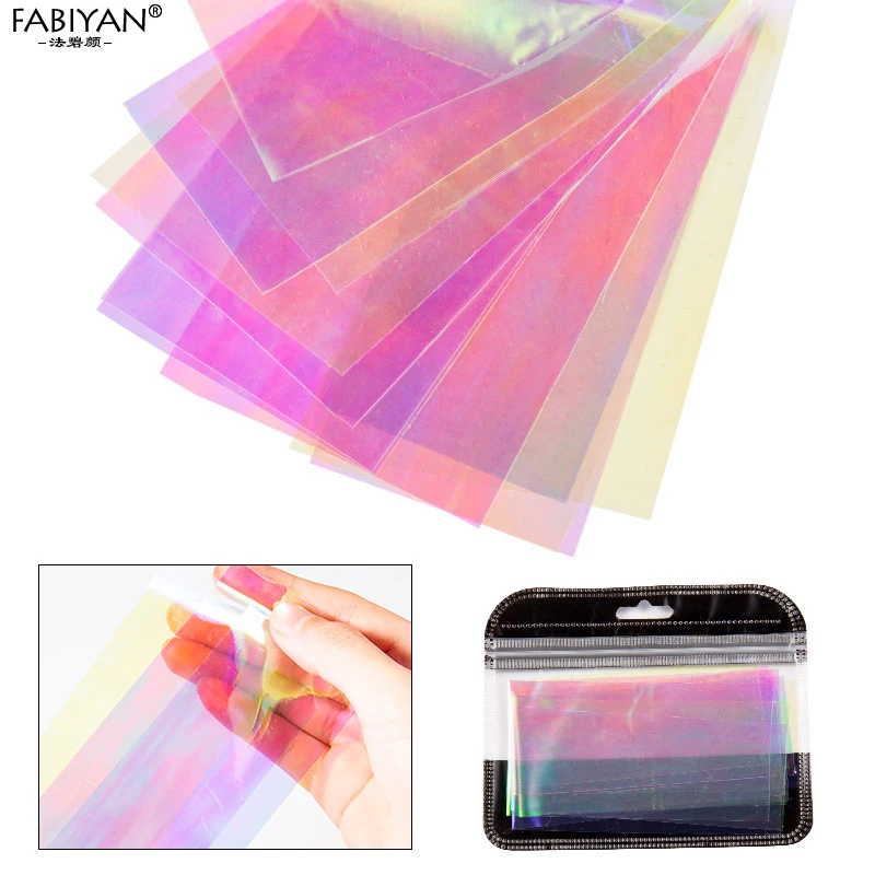 6 шт./компл. 20 см наклейка из фольги для дизайна ногтей цветное разбитое стекло