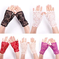 women spring summer sun protection fingerless gloves outdoor driving thin uv proof sunscreen lady sexy mesh floral lace gloves