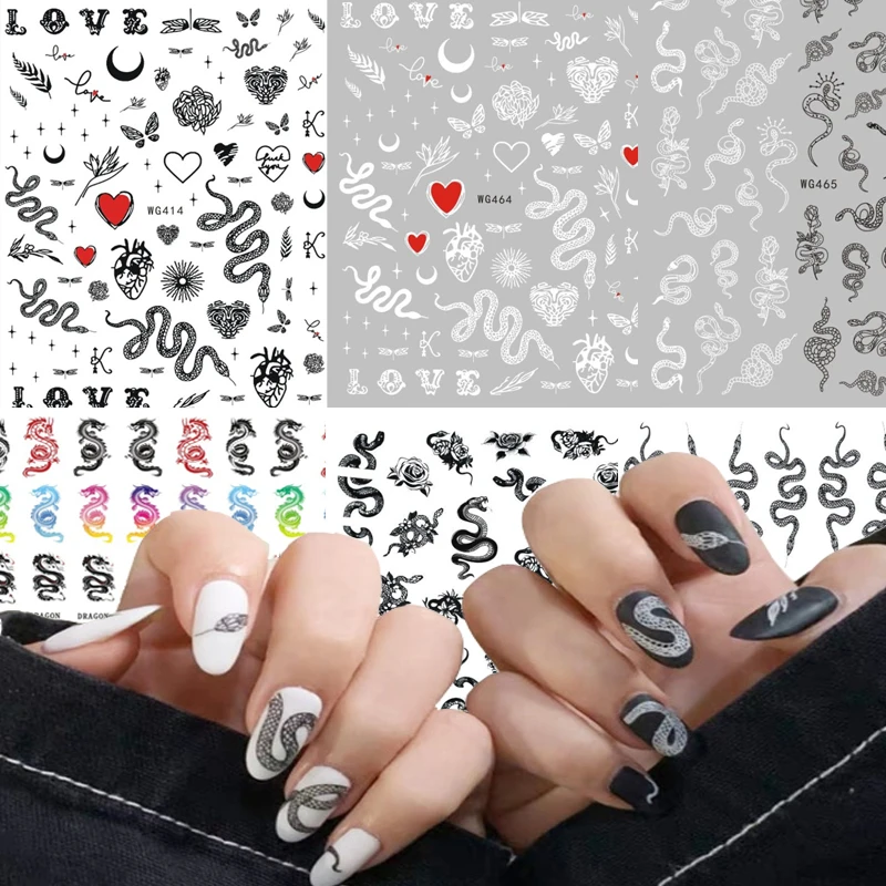 Виниловые наклейки на стену с рисунком под змеиную кожу дракон украшением в